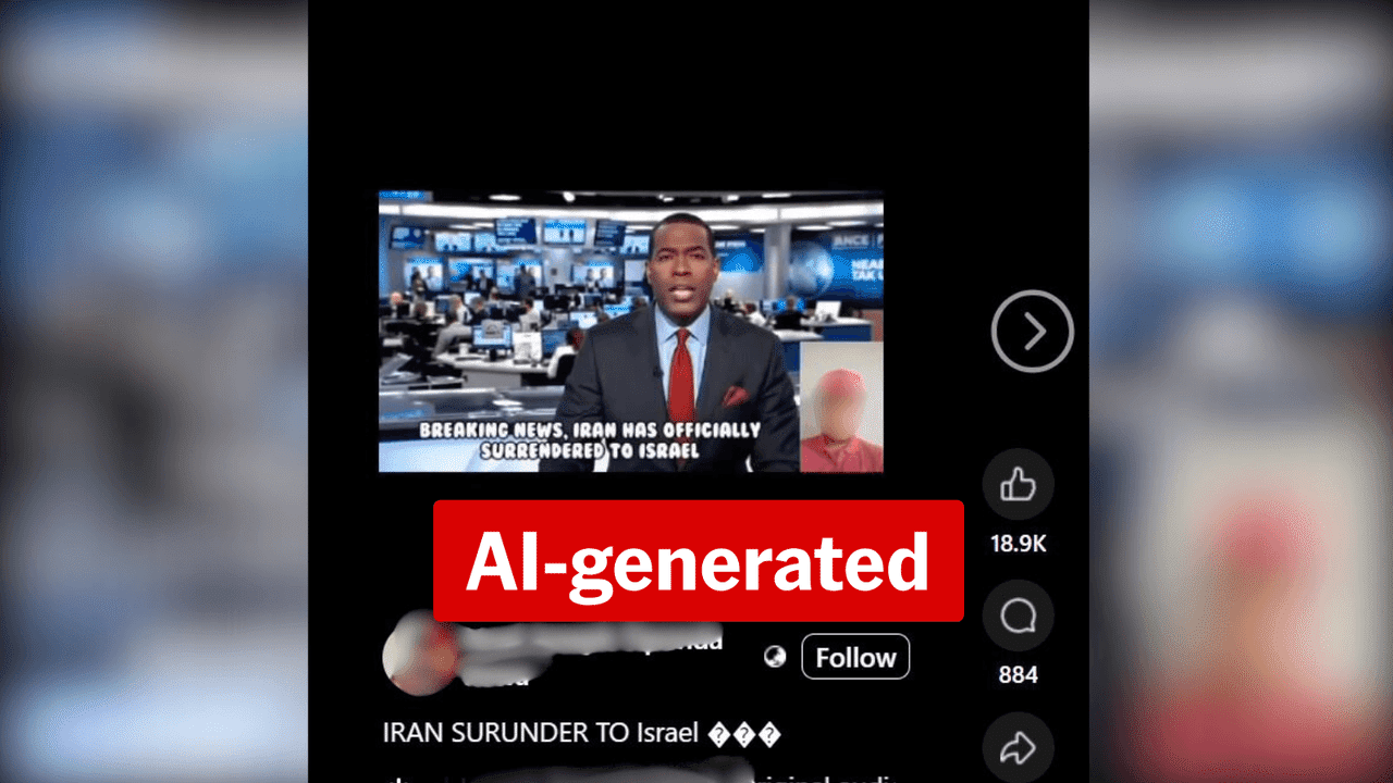 Deepfake news report falsely announces Iran's surrender