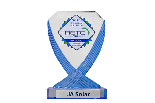 JA Solar Wins RETC "Overall Highest Achiever" Award for the Sixth Consecutive Year