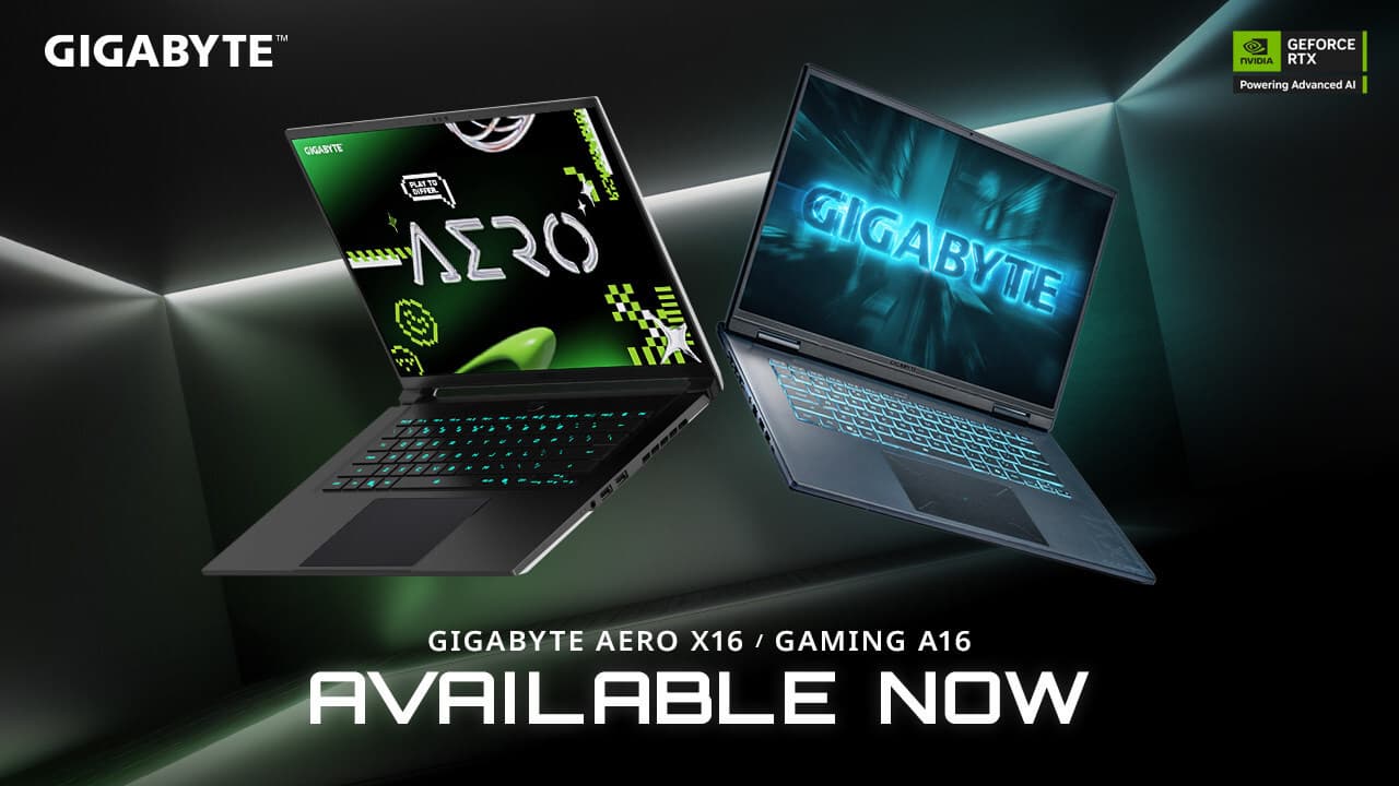 GIGABYTE Announces its AI PCs - GIGABYTE AERO X16 and GIGABYTE GAMING A16 Now Officially Available