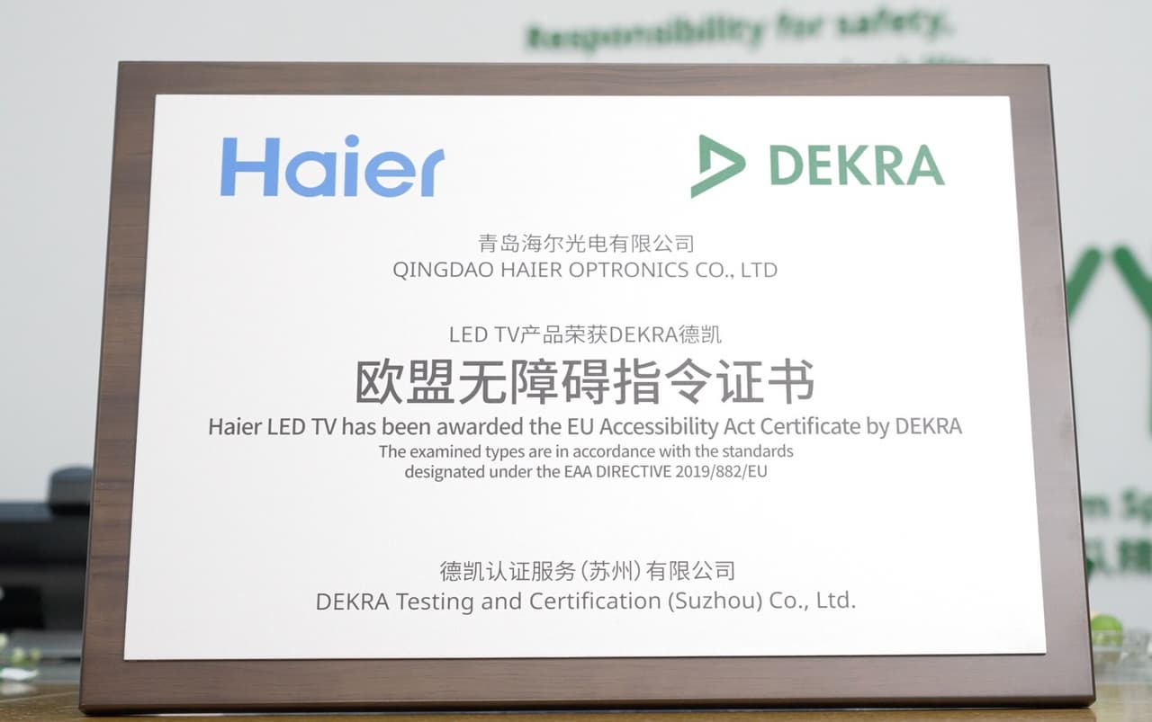 Haier TV Has Been Awarded the EU Accessibility Act Certificate by DEKRA -- Marking the First Certificate of its Kind in the TV Industry