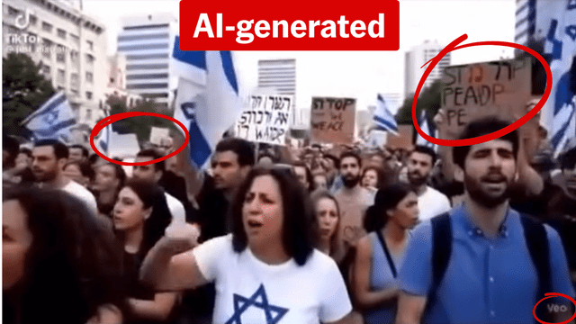 AI demonstration videos distort reality at a time of genuine global protests