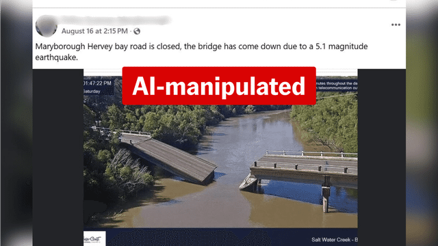 Shaky claims about 'collapsed' Qld bridge spread after quake