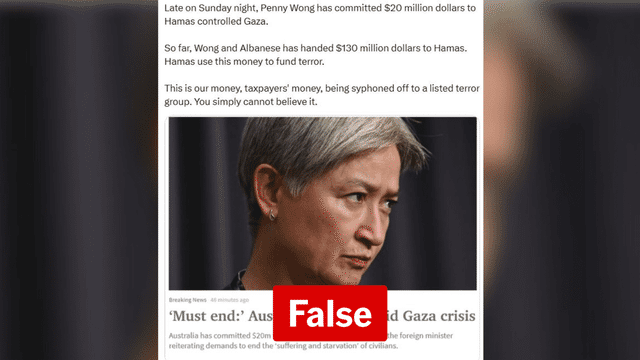 No, Australia has not sent $130m to Hamas