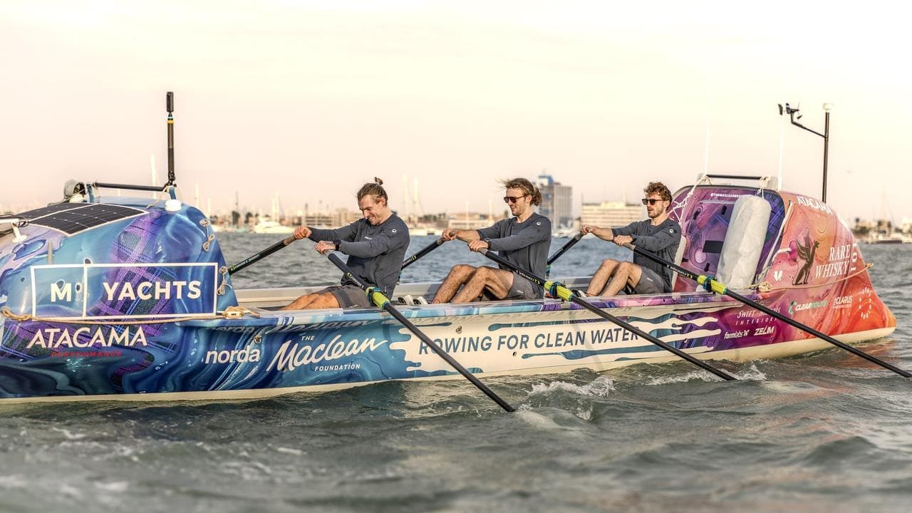 Waves and winds slow determined transpacific rowers