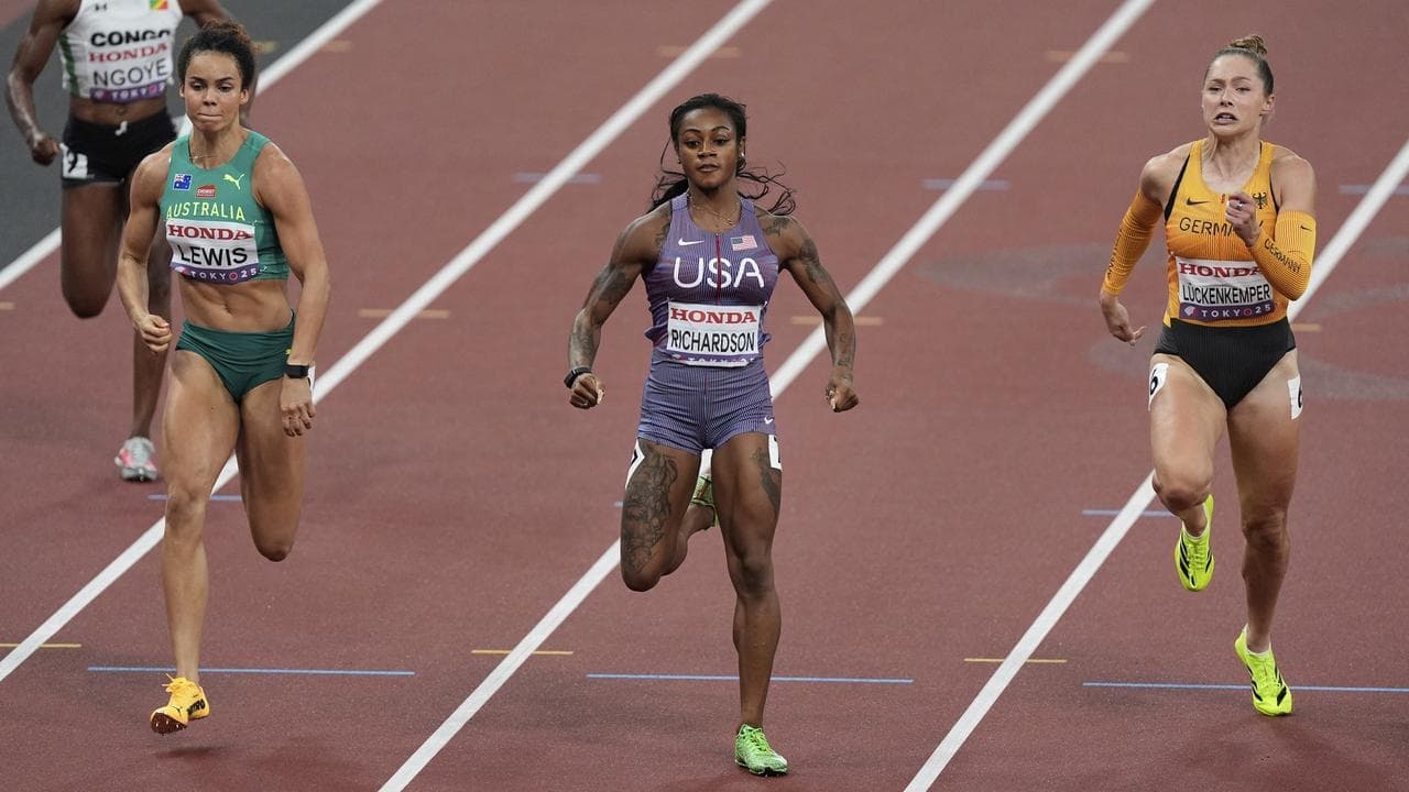 Lewis smashes her own Australian 100m record at worlds