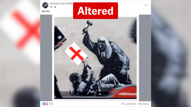 Faked Banksy artwork dragged into British flag campaign