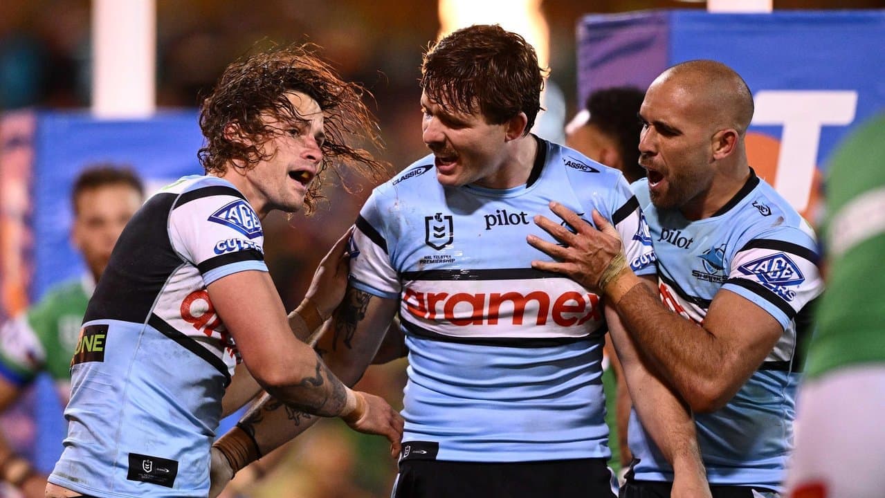 Sharks down rudderless Raiders to book NRL prelim berth