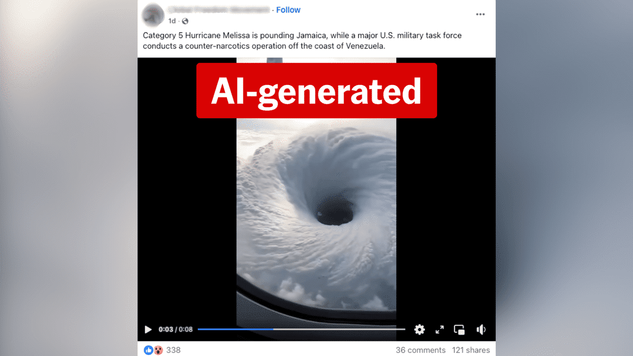 AI videos, old storm footage mislabelled as 'Hurricane Melissa' online