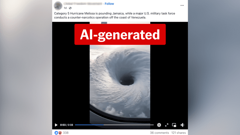 AI videos, old storm footage mislabelled as 'Hurricane Melissa' online