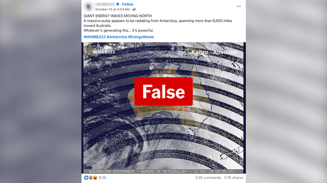No, satellite image didn't show 'giant energy waves' over Australia
