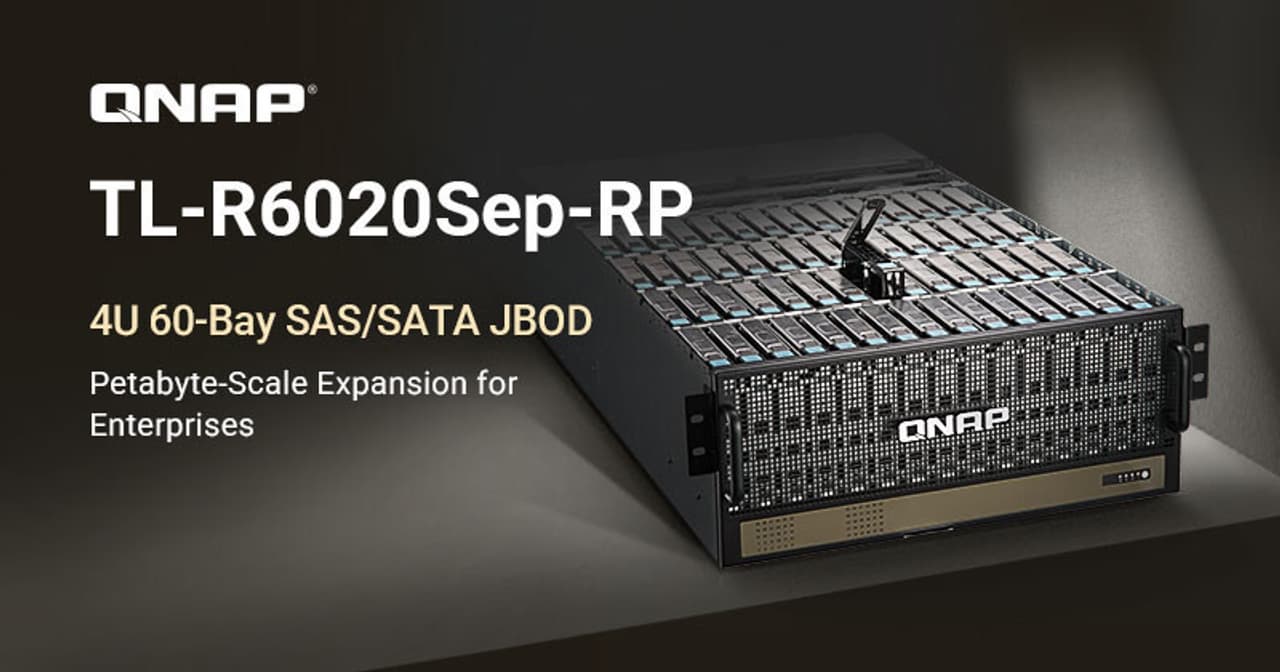 QNAP Launches 4U 60-Bay High-Density SAS/SATA JBOD, Delivering Petabyte-Scale Expansion for Enterprises