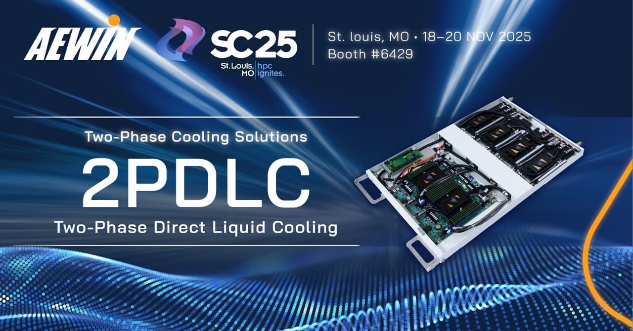 AEWIN Presents Innovative Two-Phase Direct Liquid Cooling (2P DLC) Solution at SC25