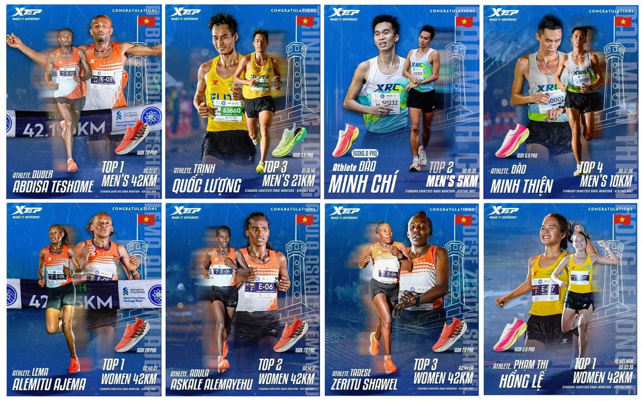 As Strategic Technical and Exclusive Apparel Sponsor, Elite Roster of 8 Xtep Athletes Dominates Podium at Standard Chartered Hanoi Marathon 2025