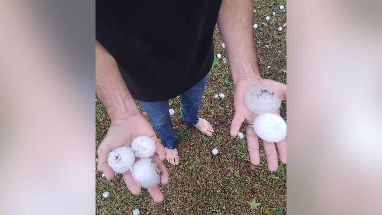 Giant hail batters communities in two states