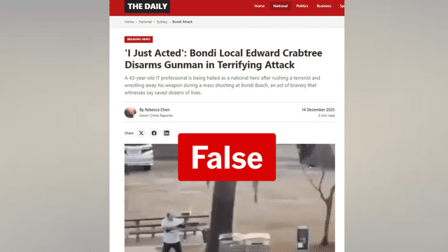 Website spreads falsehoods about Bondi Beach hero's identity