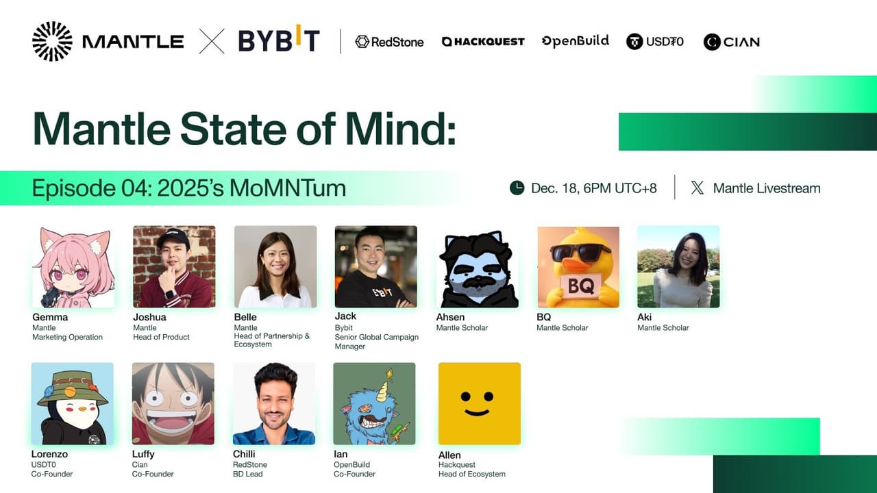 Mantle Hosts End-of-Year Livestream Mantle State of Mind Episode 04, Bringing Together RWA Leaders, Builders, and Global Ecosystem Partners