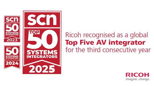 Ricoh recognised as a Top 5 global AV Integrator in SCN Top 50 Systems Integrators 2025