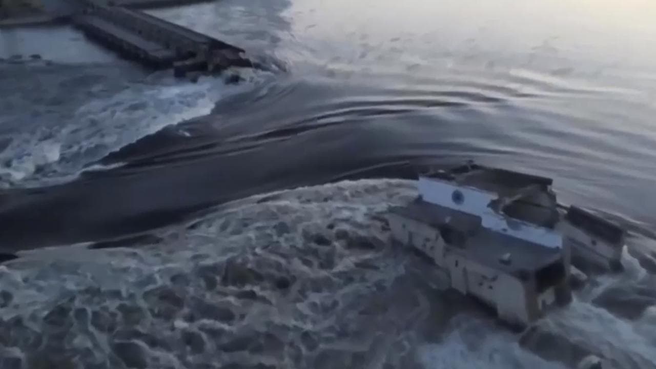 Dam destroyed in Ukraine, flooding war zone