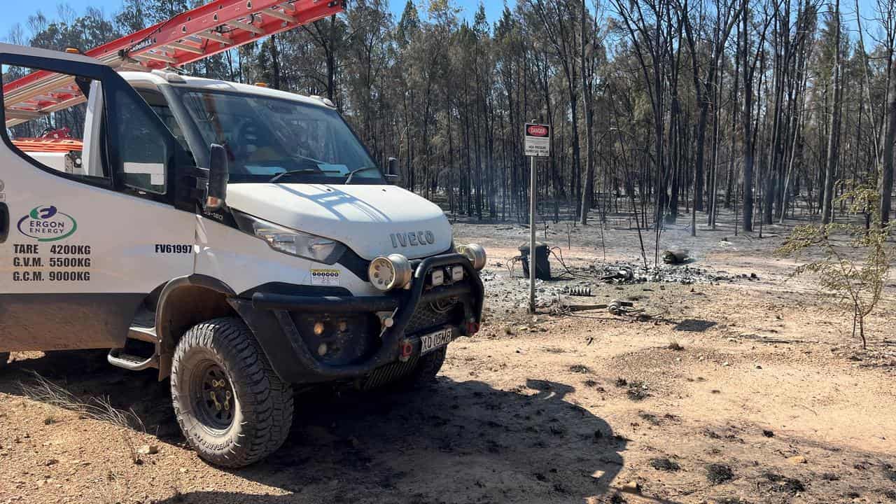 Windy conditions fuel rapidly moving fire in rural Qld