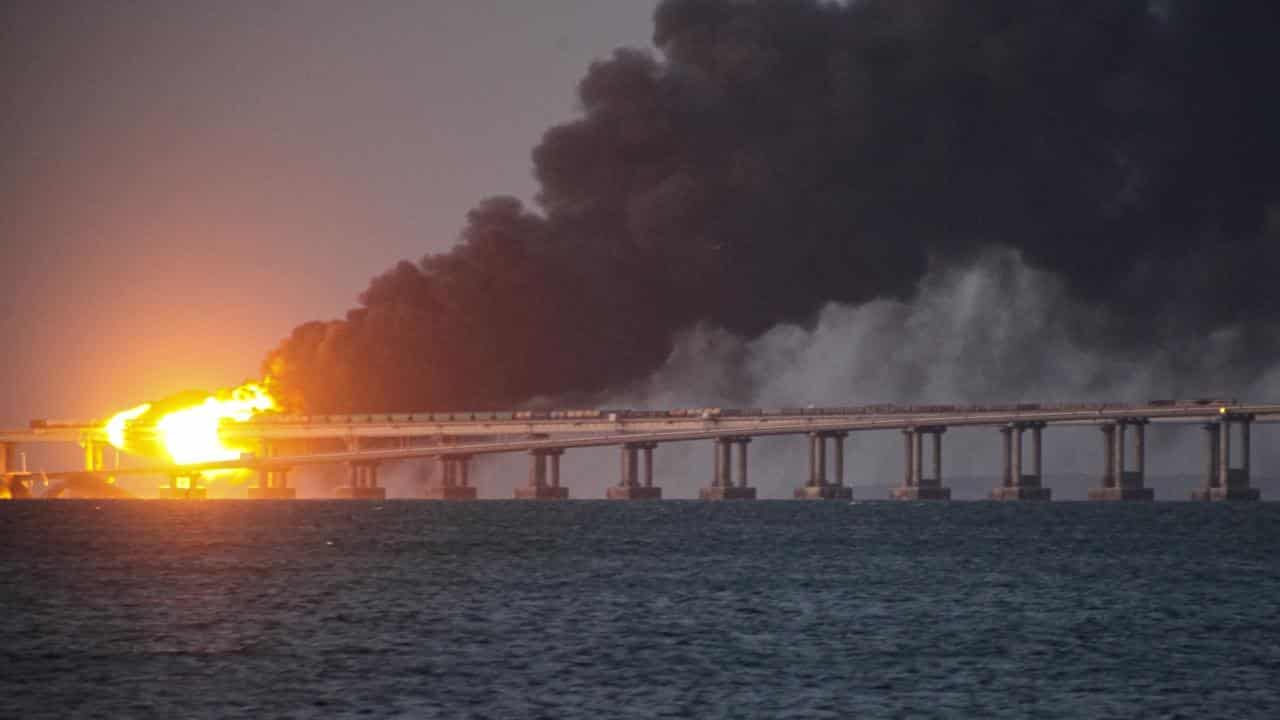 Russian tanker hit by sea drone near Crimea Bridge