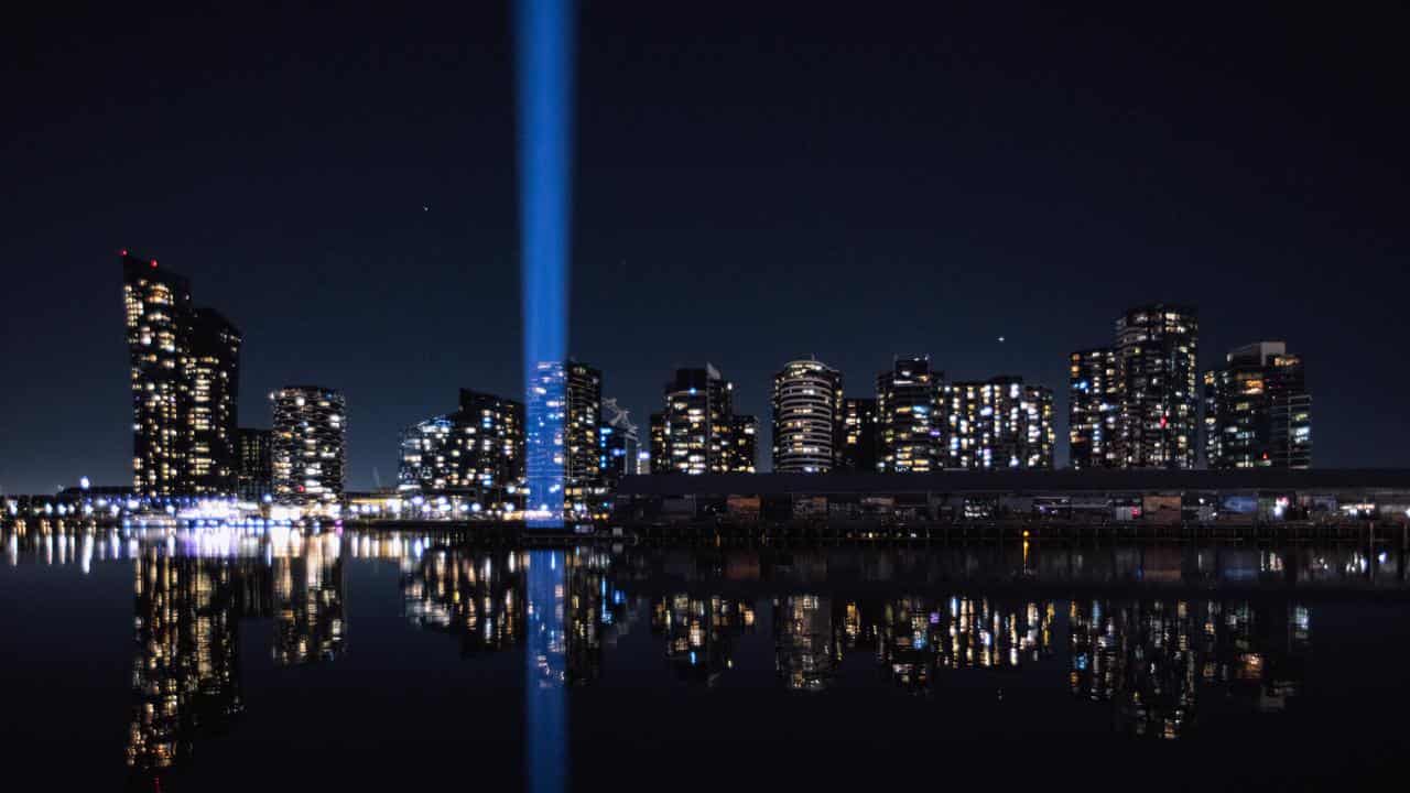 Beams of light signal the start of futuristic festival