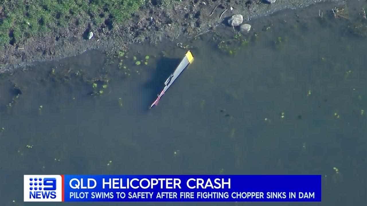 Water-bombing chopper crashes in dam, pilot unhurt