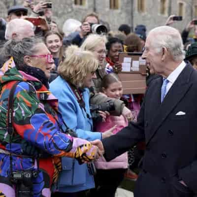 King Charles greets well-wishers after Easter service