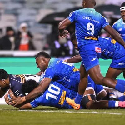 Ikitau brace helps Brumbies to win over surging Drua