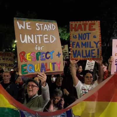 'Hate is not a family value': book ban protesters erupt