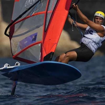 Windsurfer Morris surges into lead at Olympic regatta