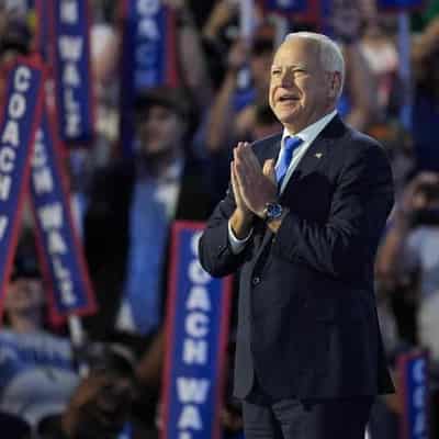 Harris VP pick Tim Walz rallies Democratic convention