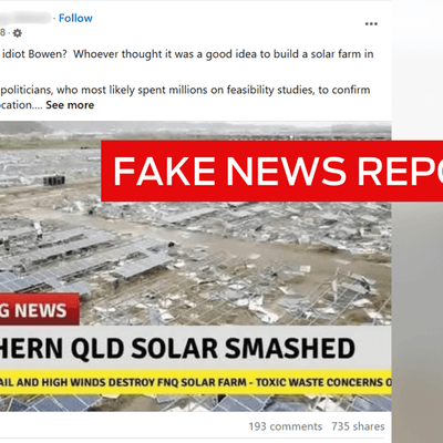 No, Queensland solar farm not 'smashed' by wild weather