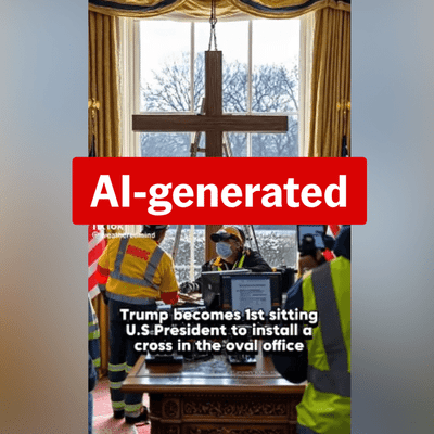 No, Donald Trump hasn't put a massive cross in the Oval Office