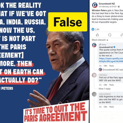 Farming group misquotes NZ deputy prime minister on Paris Agreement exodus