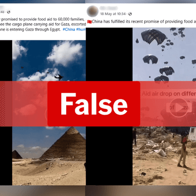 Videos misrepresented as China airdropping aid into Gaza
