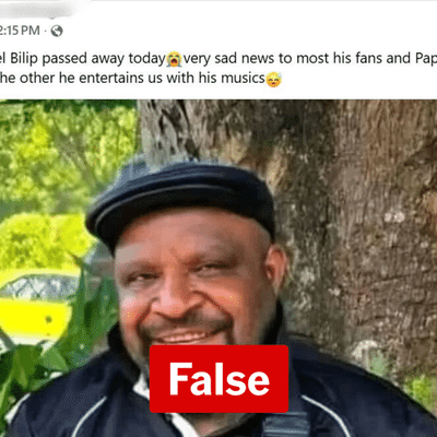 No, PNG singer Daniel Bilip is not dead