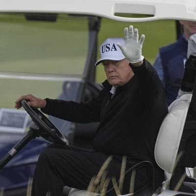 Trump golfs in Scotland as Epstein questions persist