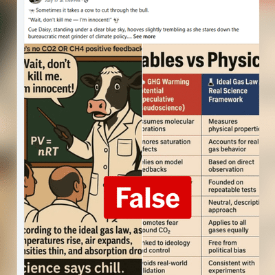 No, ideal gas law doesn't debunk climate change