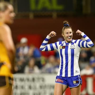 Killer Kangaroos thrash Hawks to make AFLW history