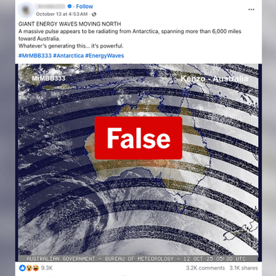 No, satellite image didn't show 'giant energy waves' over Australia