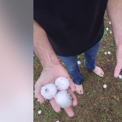 Giant hail batters communities in two states