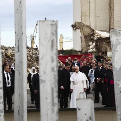 Pope wraps Lebanon visit with prayer at port blast site