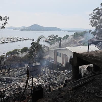 Dozen homes destroyed in town by fast-moving bushfire