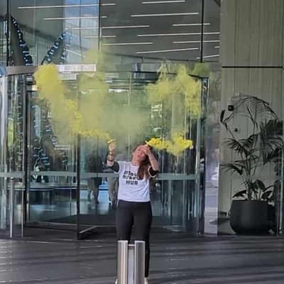 Stench gas protest targets oil and gas giant Woodside