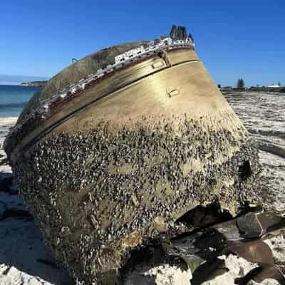 Space vehicle link to mystery object on remote beach