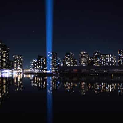 Beams of light signal the start of futuristic festival