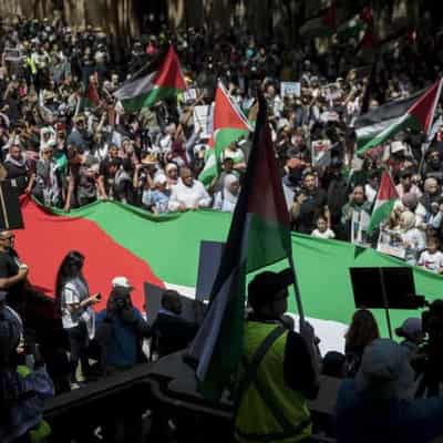 'On the side of humanity': Palestinian supporters march