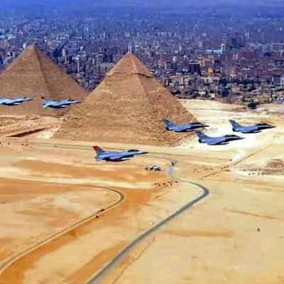 Egyptian celebration flypast dressed up as Gaza attack